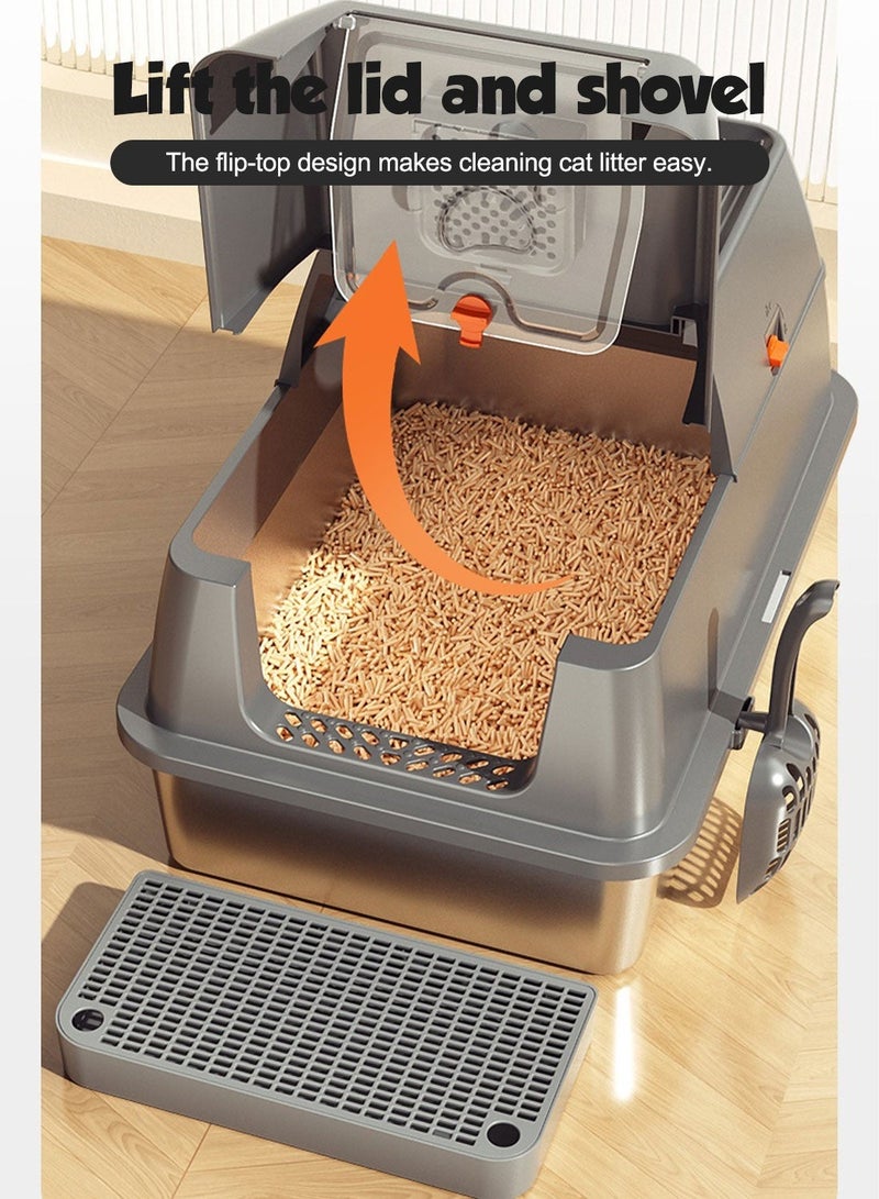 كيدل صندوق فضلات قطط مغلق بالكامل، مرحاض قطط مغطى بالكامل، سعة كبيرة - Image 4